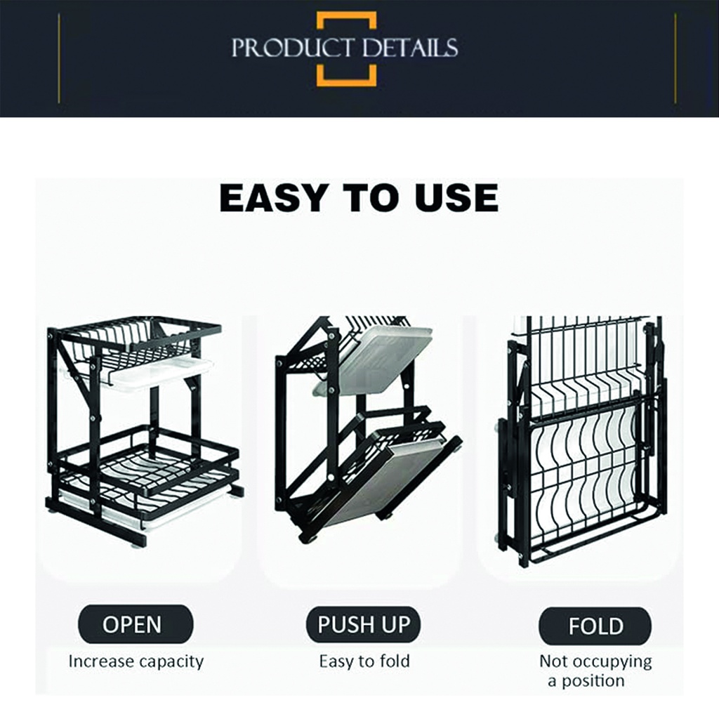 Organizador metalico escurridor plegable 2 niveles