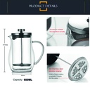 Cafetera prensa francesa 600ML vidrio de borosilicato doble pared