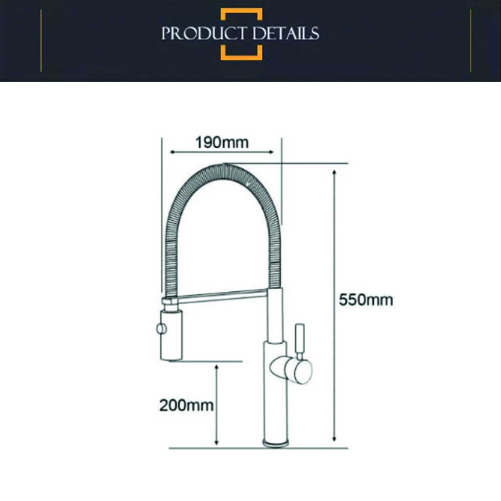 Monocomando doble cocina Bari Negro