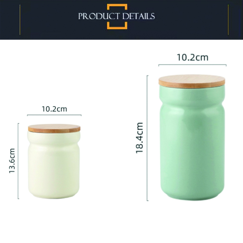 Contenedor de alimentos ceramica tapa bambú 1000Ml